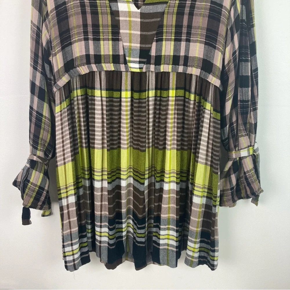 Free People Falling Stars Plaid Mini Dress XS